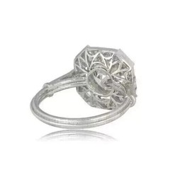 Vintage Art Deco 2.4CT Lab Created Diamond Ring Octagon Baguette Halo 925 Silver