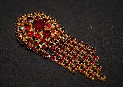 Vintage Bronze Soviet Brooch with garnet color stones pin Made in ussr