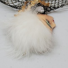 Vintage Art Deco Pin Fur Collar, Profile Lady Face Hat Brooch