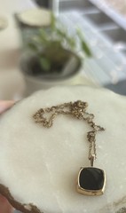 Vintage 1/20 14k Gold Filled 21” Chain With Black Oynx Pendant 3.1g Necklace
