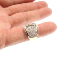 Classic 14k Solid Yellow Gold 1ct Natural Diamond Belt Buckle Ring Size 6.25