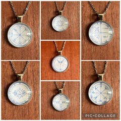 Key of Solomon Jupiter Pentacle Set 1-7 Glass Pendant Necklace Occult Talisman