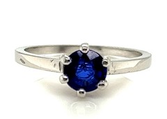 Deco Sapphire Engagement Ring Platinum Solitaire 1.00ct Antique Original 1920s