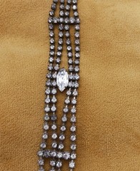 Vintage Wide Clear Rhinestone Crystal Bracelet Art Deco Glam Retro 1950s 1960s