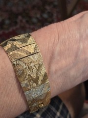 Les Bernard Inc Bracelet Wide Articulated Link Bracelet Textured Wave Pattern