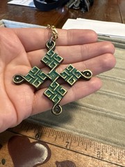 Vtg 1968 Terra Sancta Guild TSG Square Diamond Pattern Necklace 28”