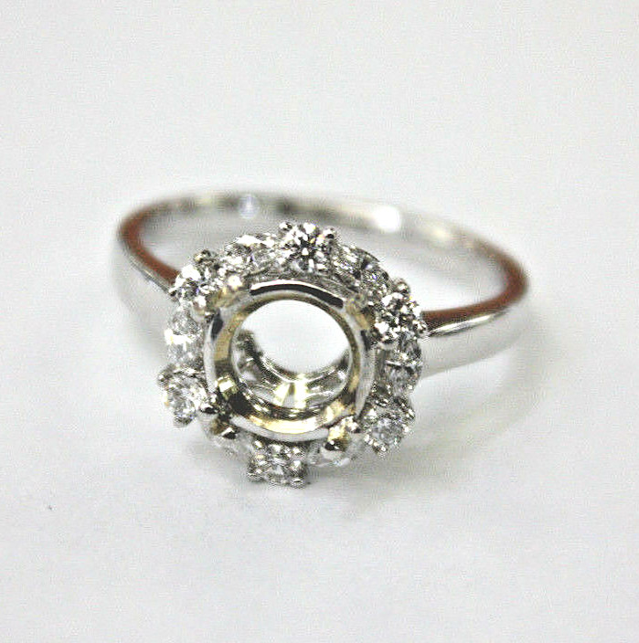 Art Deco 1-3.00ct Engagement Setting 18k White Gold 4g. Hey-Low 0.50ct Size 6.75