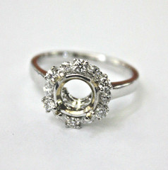 Art Deco 1-3.00ct Engagement Setting 18k White Gold 4g. Hey-Low 0.50ct Size 6.75