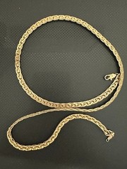 Vintage Bold Chunky 14KGP 23″ Chain Necklace. Foldable Links. From Flat to 4mm.