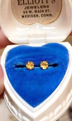 Beautiful Vintage 10 Kt. Yellow Gold Faceted Round Golden Citrine Stud Earrings