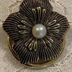 sold Individually – Vintage ornate scarf clips Celluloid metal – Details Below!