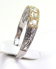 Antique Fancy Light Yellow Plat 18KY Cushion Diamond Wedding Band Size 6 EGL USA