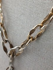 RARE SIGNED ART TWO TONE Brutalist hammered bird design pendant necklace