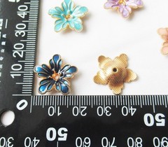 50pcs Enamel Flower 20mm Metal Alloy KC Gold Plated Floral Findings for Jewelry
