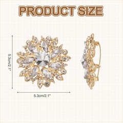 Vintage Crystal Rhinestone Brooch 2.1 Inch Flower Brooch Gold