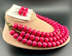 Vintage Premier Designs Bold Chunky Pink Necklace and Earrings NK