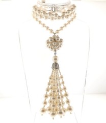 Faux Pearl Tassel Necklace Strand 5 x 24 Inch