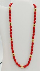 Vintage Napier Necklace Choker Red & Gold Beads 12″