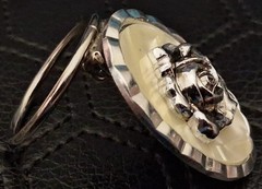 Vintage Scarf Ring Clip Western Germany Jewelry 3D Rose Flower Floral Tone