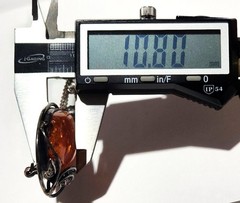Antique Sterling Silver 925 Cognac Baltic Amber Pendant Brooch Necklace 24 Grams