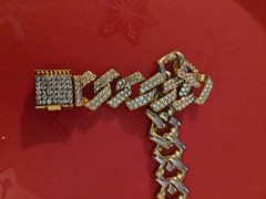Vintage Gold Plated Moissanite Cuban Link Bracelet
