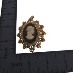 Vintage Francois for Coro Victorian-Style Gold Tone Cameo Brooch Pendant READ