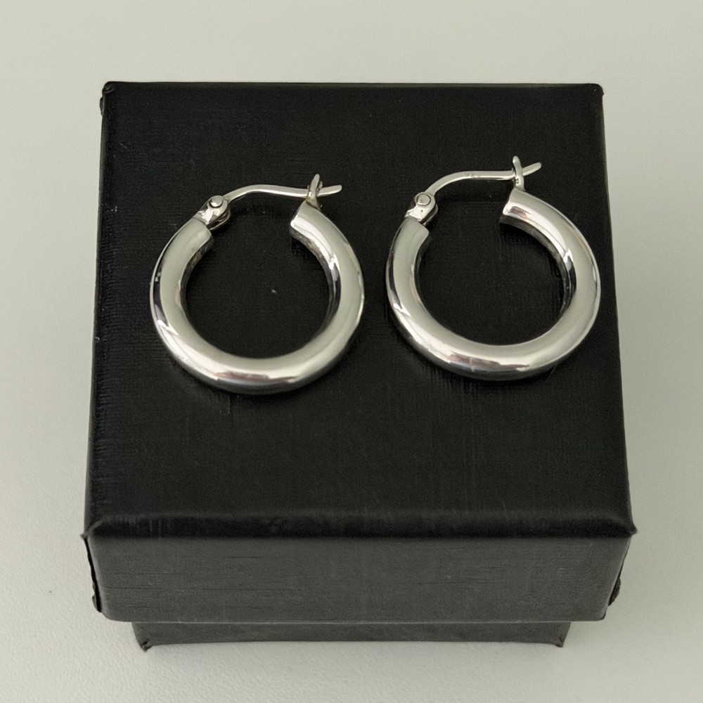 925 Sterling Silver Shiny Huggie Hoop Earrings
