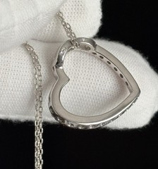 Sterling Silver Open Heart CZ Slide Pendant Cable Chain 18” Necklace 925 Ladies