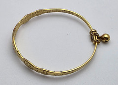 Xuping Gold Tone Expandable Bangle Bracelet Chinese Symbols 6.5 Inch 9.2mm