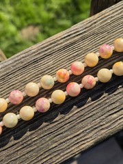 Vintage Lucite Marbled Pastel Necklace Beaded Spring Easter Pink Cream Blue