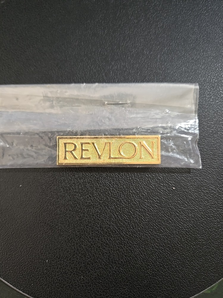 Rare Vintage Revlon Employee Brooch Pin. Gold Tone