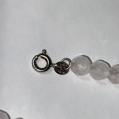 Necklace Choker Rose Quartz Cultured 7mm Pearl Sterling Italian Unused Faceted