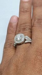 Art Deco Style Round Cut Lab Created Diamond 14k White Gold FN Wedding Ring