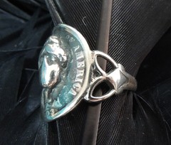 AUTHENTIC ESTATE STERLING SILVER ART DECO 1903 BARBER LIBERTY DIME BAND RING 5