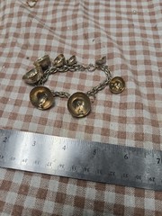 Vintage Bell Charm Bracelet 7 Detailed Bells Double Link Chain Etched Scroll…