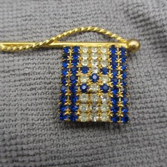 Vintage Honduras Flag Pin Brooch Rhinestone