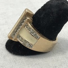 Vintage Signed 18K HGE Gold Plated Cream Enamel Rhinestone Ring varied sizes