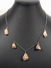 Vintage Polished Stone Charm Nugget Jasper Necklace Boho Coastal 18 in