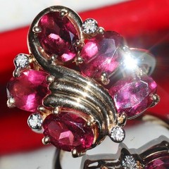 14k yellow gold ring 4.00ct rhodolite garnet diamond sz 5.25 vintage 4.95g N3511