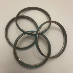 LOT OF 4 KELLY GREEN ENAMEL BANGLE BRACELETS GOLDTONE EDGING MED- MED LG SIZE