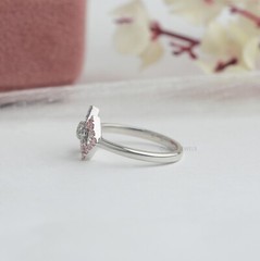 Unique Style Pink Round Cut Lab Grown Diamond Bridal Ring / 6.00 US Ring