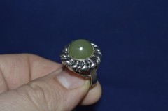 RING VTG Ukrainian russian STERLING SILVER 925 Genuine Green Nephrite Nephritis