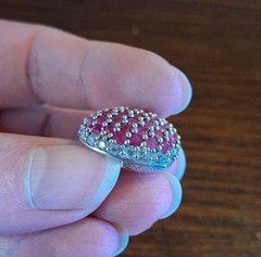 Vintage 1990s Sterling Pave Ruby Heart Slide Pendant Avon See Pics/Description