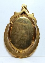 Pretty mom, kids, baby, photo pendant, c. 1920s, hand colored/tinted
