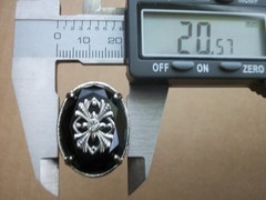 Vintage Avon Art Deco Black Oval Ring Silver Tone Gothic Filigree Size 8.5