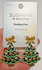 NWT Sugarfix Huge Christmas Tree Enamel Bow Rhinestones Dangle Stud Earrings