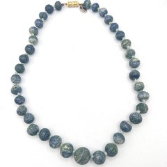 Vintage Les Bernard Necklace Blue Green Gray Coral Graduated Bead 19.5”