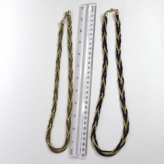 Set of 2 Vintage Flat Braided Necklaces Serpentine Chain Gold/Black/Silver 24″