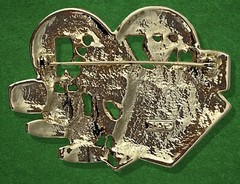 VTG AJC Brooch Pin Queen of Hearts Royal Flush Chips Dice Goldtone Enamel &Bonus
