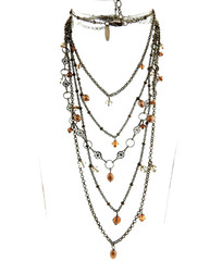 Liz Palacios SF Necklace Crystal Pearl 5 Strand 2.5*16*18 inches